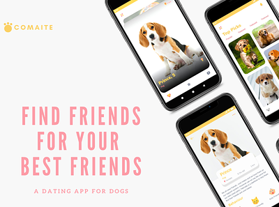 Comaite app app design application dating app dog dog dating app pet pet app ui ui ux