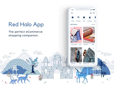 Red Halo App app app design application branding design ecommerce french home decor illustration indian luxury mughal ui uidesign uiux vector