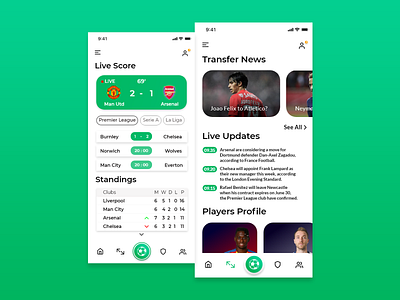 Football App application football product design sports ui ui ux uidesign ux