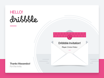 Hello Dribbble! ✌🏼 card debut email first shot hello invitation invite player ui wawandco web