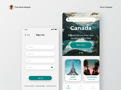 Travel App UI Design | Sign up & Home Screen android app design app design hotel booking ios app design travel app travelling ui ui design uidesign uiux ux