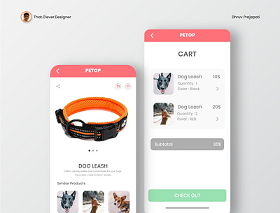 Pet Shop UI Design | Product and Cart Page android app design app design ecommerce app ios app design petshop petshop app petshop ui uidesign