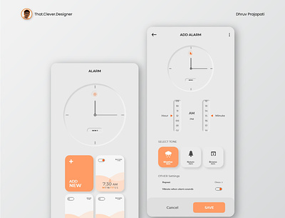 Alarm App UI Design | Neumorphism alarm app android app design app design ios app design neumorphic design uidesign