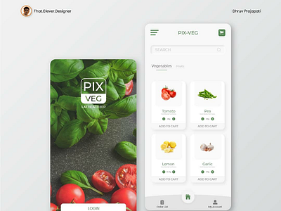 Online vegetables and fruits order App UI design