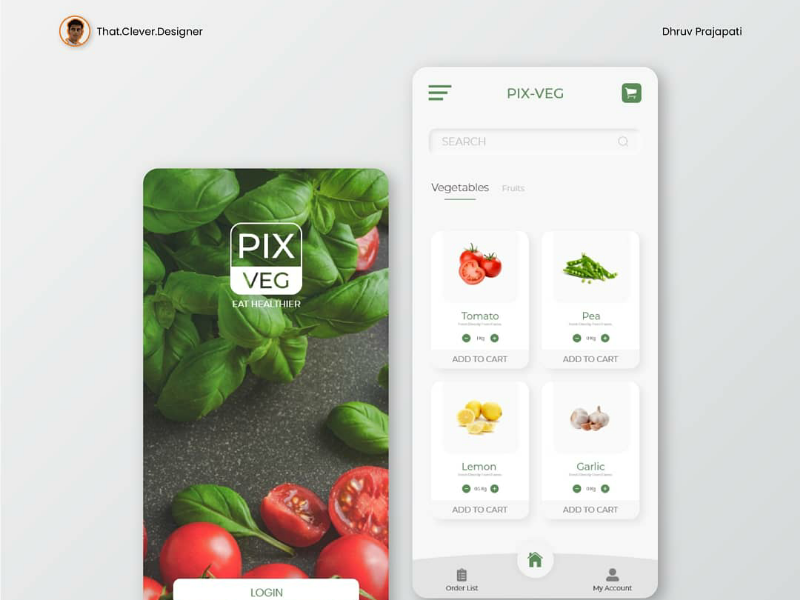 Online vegetables and fruits order App UI design by That.Clever