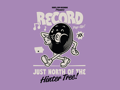 Vinyl Record Pop-Up Merch cartoon des moines merch t-shirt vinyl records