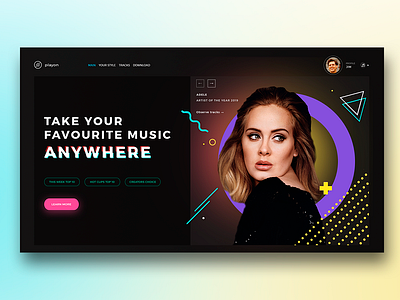 Landing page for music service