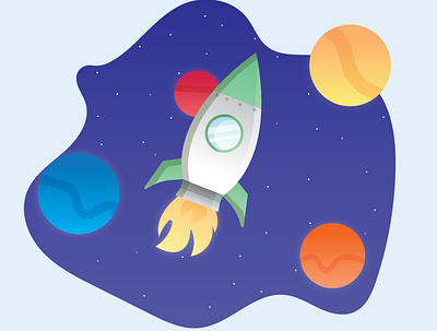 Rocket illustration. animation art clean design flat icon illustration illustrator logo minimal vector