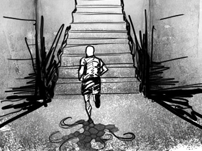 The Approach black and white illustration photoshop storyboard