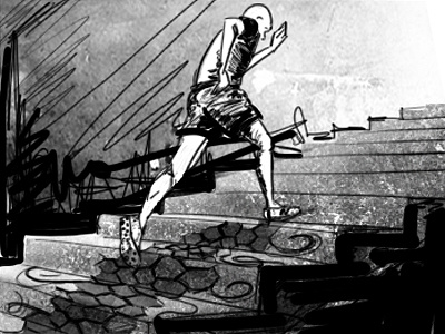 The Climb black and white illustration photoshop storyboard