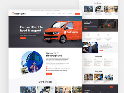 Transportation Logistics Landing Page Website app design branding case study graphic design homepage landing page logistics mobile app mockup transport transportation truck ui ui design ui ux ux ux design web design webdesign website