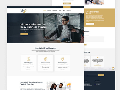 Virtual Assistant Service Website Landing Page bootstrap branding design figma graphic design homepage illustration landing page logo marketing mobile app motion graphics ui ux vector virtual virtual assistant virtual services webdesign website