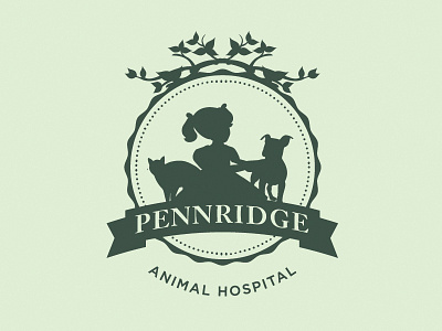 Pennridge Animal Hospital animal badge banner cats dogs green logo nature