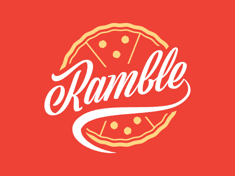 Ramble Pizza Truck Logo typography restaurant food truck pizza logo