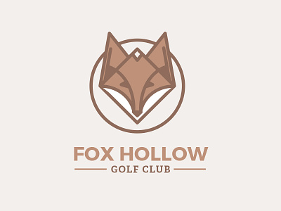 Fox Hollow Golf Club Logo desaturated flat fox golf illustration logo monoline