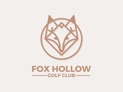 Fox Hollow Golf Club Logo desaturated flat fox golf illustration logo monoline