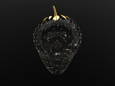 Glass Strawberry 3d 3d art black dark designer gold minimal motion design motion graphics strawberry