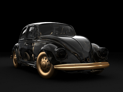 Plastic Beetle 3d 3d art black and gold car cool creative creative design golf lighting maya motion design motion graphics uxui