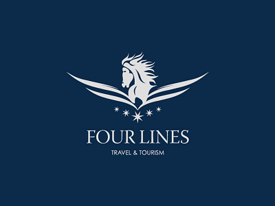 Fourlines horse logo tourism travel wings