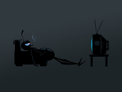 Exhausted Ant angry ant cartoon character relax smoking tv