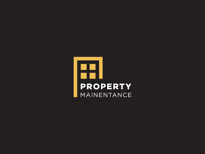 "Property mainentance" logo design art black branding building concept design graphic graphicdesign home logo logos logotipo logotype minimal monogram ui ux web website yellow