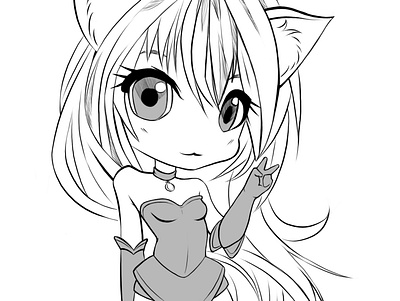 Chibi cat art artwork cat chibi girl illustration