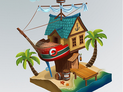 Pirate's home art artwork home illustration island pirate