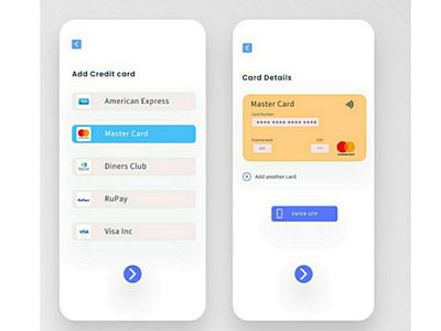 Add credit card App screen