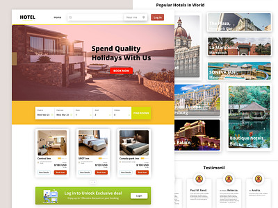 Hotel Booking landing page animation app design adobe xd uiux xd design graphic design ui vector