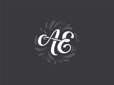 AE initials a before brush e evaporated initials script type typography