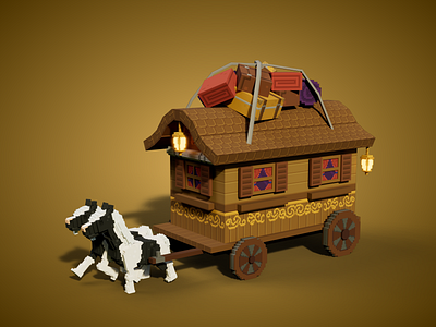 Gypsy Wagon 3d 3d art cabin game art game asset gamedesign illustration metaverse minecraft nft nfts pixel sandbox travel tsb voxel