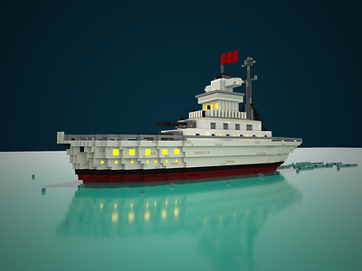 Lonely Ship 🚢 3d 3d art boat flag game art game asset gamedesign gamedev illustration magicavoxel night ocean sail sailing sea ship travel voxel warship world war