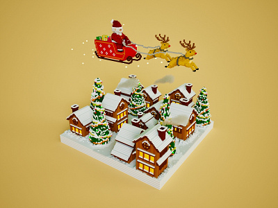 Christmas Eve 🦌 3d 3d art building cabin eve game art game asset gamedesign house magic magicavoxel night reindeer santa santaclaus sleigh snow trees village voxel