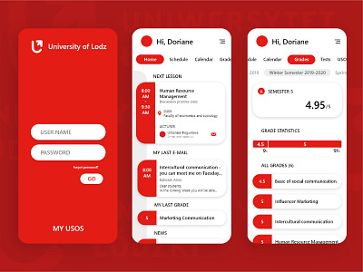 USOS App app design grade university