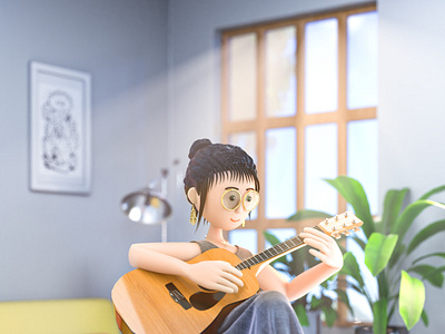 Girl playing guitar