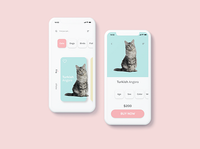 Buy or Adopt a Pet 🐱 design mobile app pet