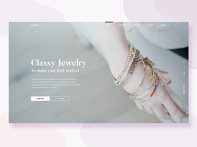 Hero section for Jewelry brand design typography ui ux