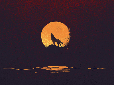 * shudders * 2d creepy dark graphic howl illustration moon photoshop texture wolf