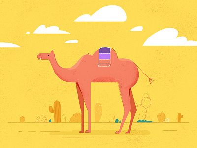 carl the camel. 2d camel character cloud desert environment illustration photoshop styleframe summer sunny vector