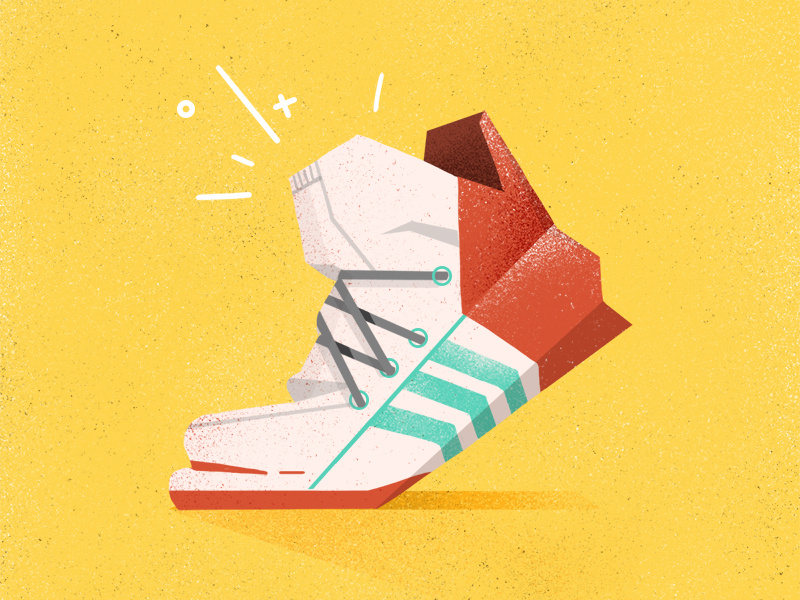 kick it! styleframe design graphic summer kick foot shoe hand drawn photoshop vector illustration 2d