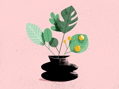 plants forever and ever. 2d doodle illustration leaves photoshop plant sketch texture vase