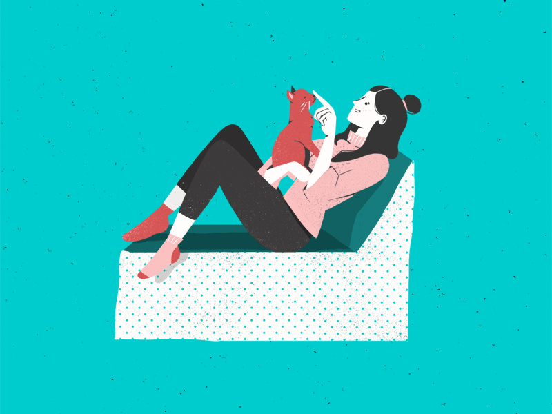 cat & her lady cat photoshop styleframe design character 2d illustration