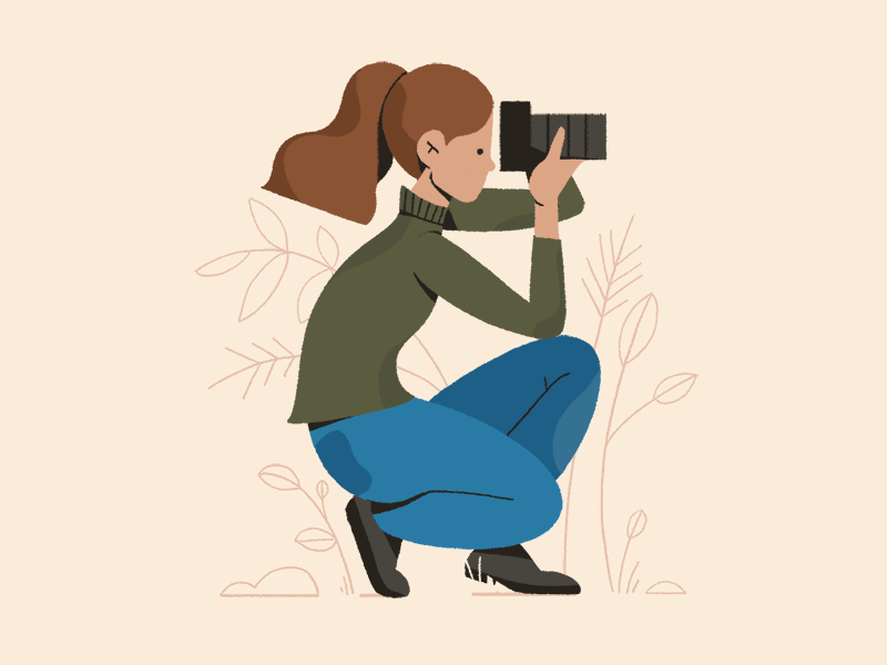 photos among the foliage plants girl graphic photoshop styleframe texture character 2d illustration