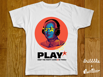 PLAY-R (DJ Tools) company dj headphones logo mao party playoff pop art star threadless tool yellow river