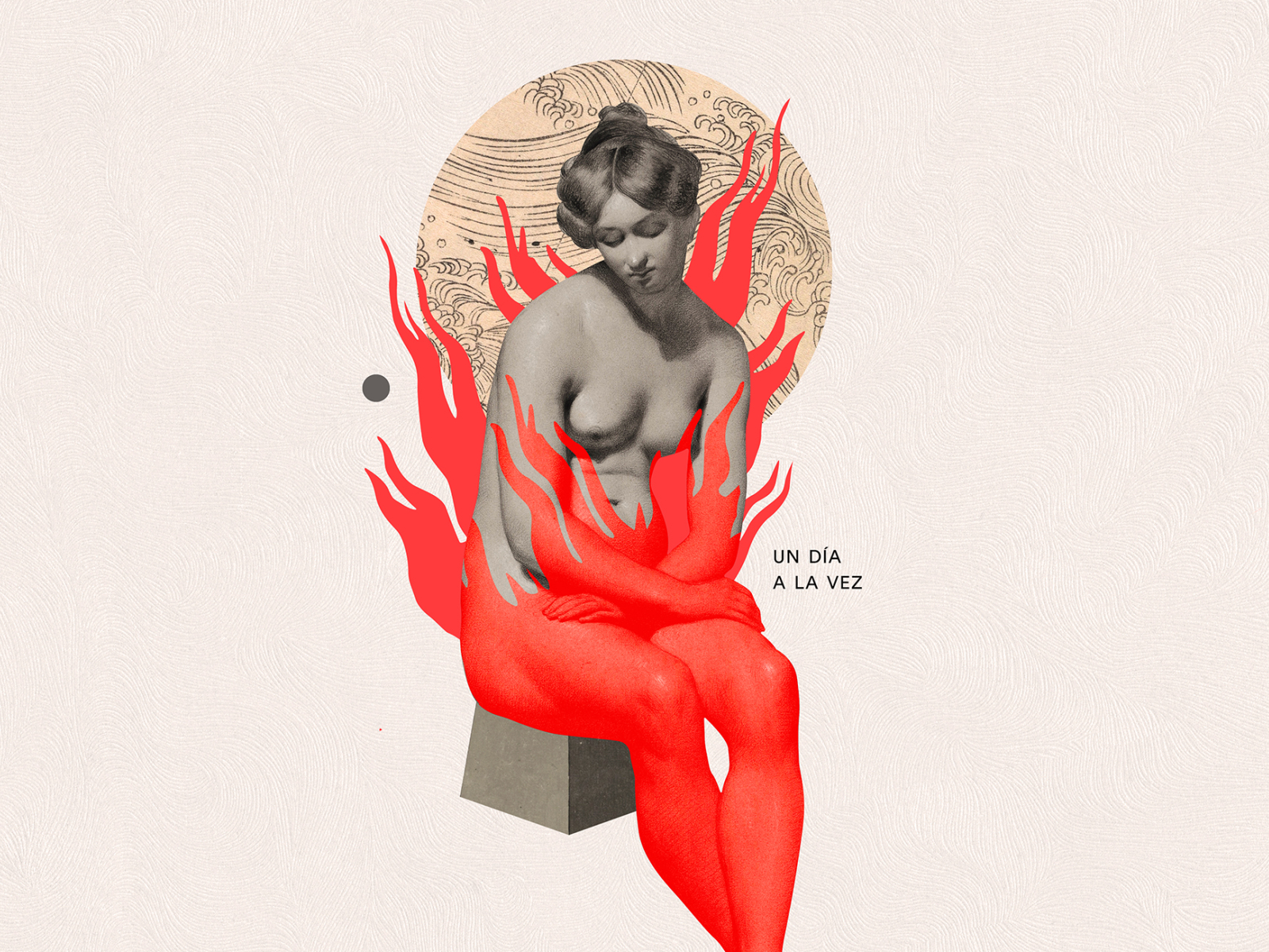 Un día a la vez collage fire illustration woman
