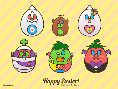 Happy Easter from Avill the Town angel avill character characterdesign cute design devil easter easter egg eggs happy illustration simbastudio vector