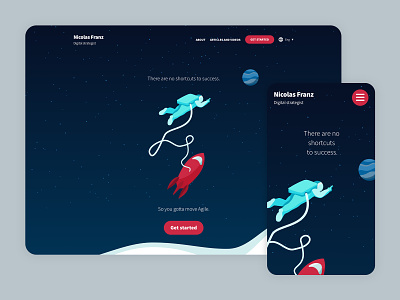 Nicolás Franz Website agile astronaut copywriting illustration marketing planets space stars ui webdesign website