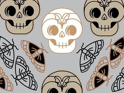 Skulls And Moths design pattern pattern repeat skull vector