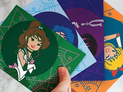 Postcards character design design fan art illustration illustrator sailor moon vector