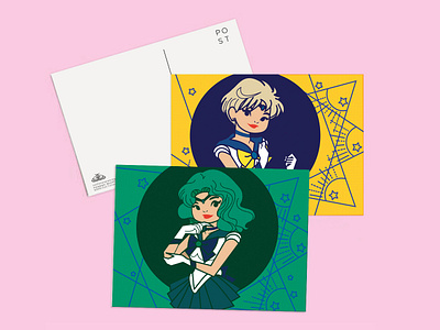 Sailor Scout Postcards art character design design fan art illustration illustrator kawaii sailor moon vector